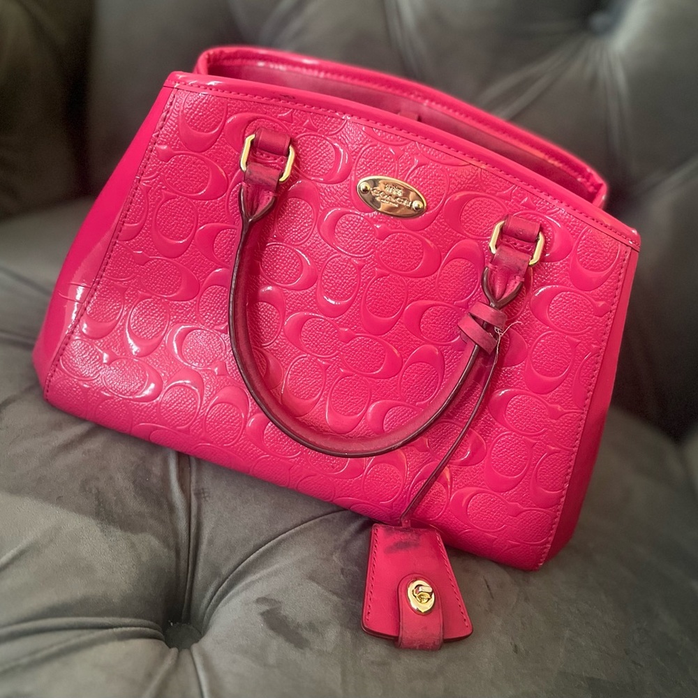 Pink shiny coach carryall Debossed Mini Margo Barbie pink patent